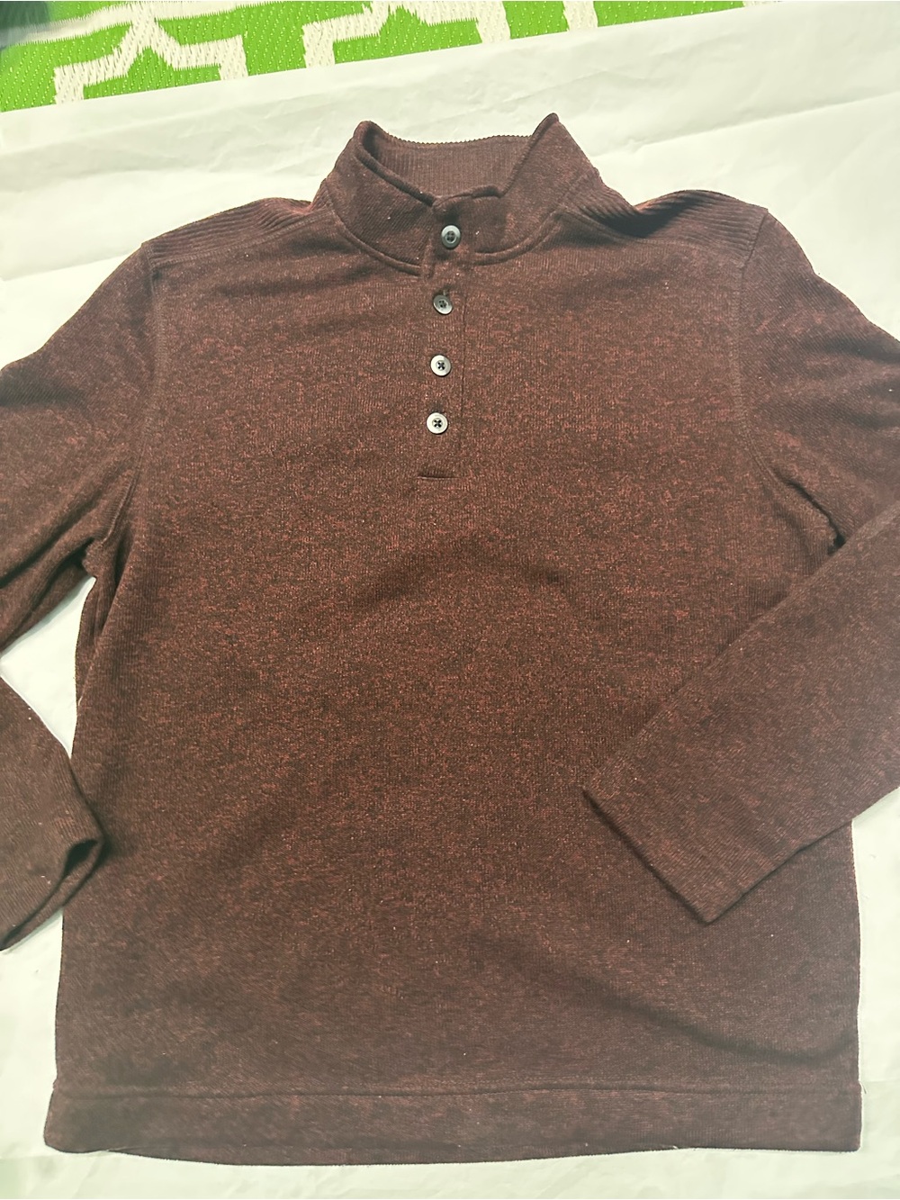 Van Heusen Men's Brown Button-Neck Turtleneck Sweater